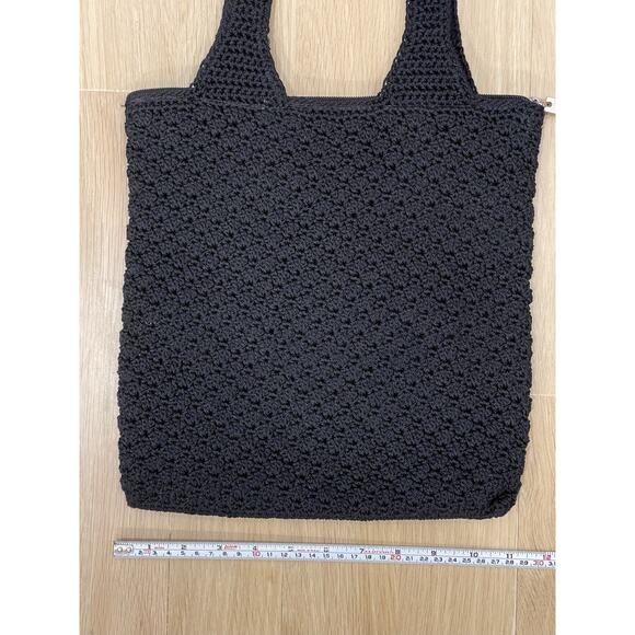 The Sak Black Crochet Handbag Tote Hobo Boho Bag EUC - Picture 4 of 9